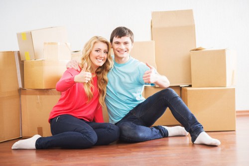 Business furniture and IT items prepared for an office move
